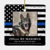 Thin Blue Line Officer K9 Memorial Keramisch Ornament (Achterkant)