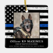 Thin Blue Line Officer K9 Memorial Keramisch Ornament (Voorkant)