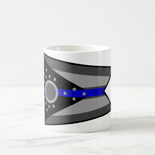 THIN BLUE LINE OHIO STATE FLAG COFFEE MOK
