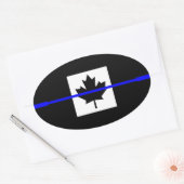 Thin Blue Line on Canadian Flag Decor Ovale Sticker (Envelop)