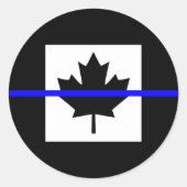 Thin Blue Line op Canadese vlag Ronde Sticker (Voorkant)