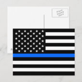 "THIN BLUE LINE OP VLAG" BRIEFKAART (Voorkant / Achterkant)