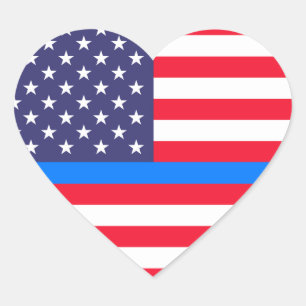"THIN BLUE LINE OP VLAG" HART STICKER