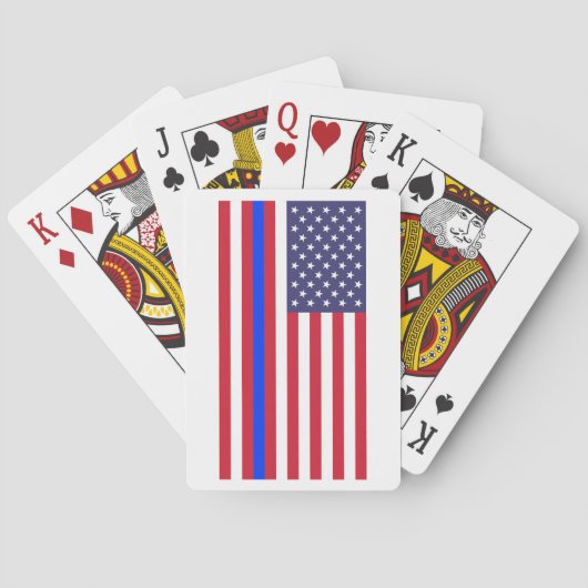 "THIN BLUE LINE OP VLAG" POKERKAARTEN (Achterkant)