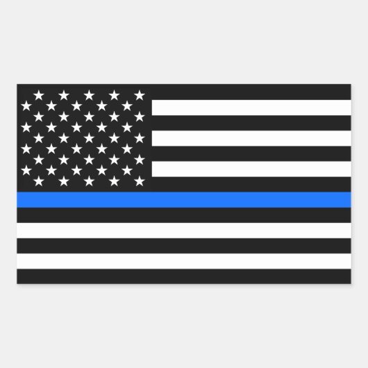 "THIN BLUE LINE OP VLAG" RECHTHOEKIGE STICKER (Voorkant)