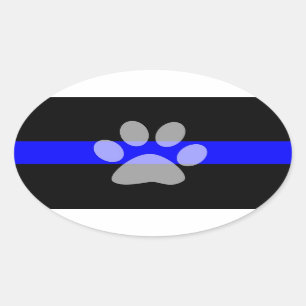 Thin Blue Line Oval Sticker (reeks van 4) - K9