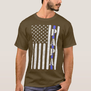 Thin Blue Line Papa  politie Amerikaanse vlag F T-shirt