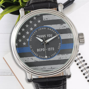Thin Blue Line - Pensionering - Dank u politie Horloge