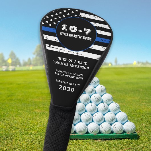 Thin Blue Line Personalized 10-7 politietoewijzing Golfheadcover