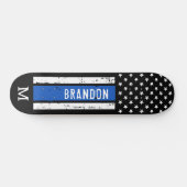 Thin Blue Line Personalized Patriotic Flag Police Skateboard (Horizontaal)