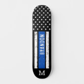 Thin Blue Line Personalized Patriotic Flag Police Skateboard (Voorkant)