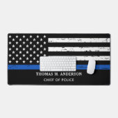 Thin Blue Line Personalized Police Officer Bureaumat (Keyboard & Muis)