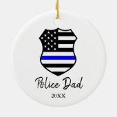 Thin Blue Line Personalized Police Officer Pap Keramisch Ornament (Achterkant)