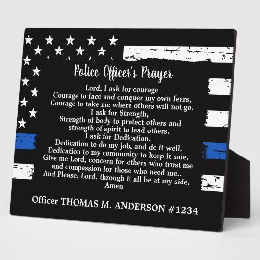 Thin Blue Line Personalized Police Officer Prayer Fotoplaat (Zijkant)