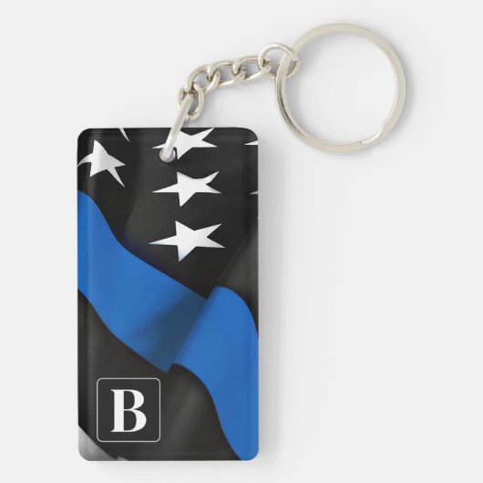 Thin Blue Line Personalized Police Sleutelhanger (achterkant)