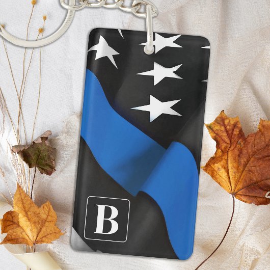 Thin Blue Line Personalized Police Sleutelhanger