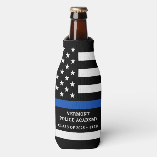 Thin Blue Line Police Academy Afstuderen Flesjeskoeler (Fles Voorkant)