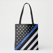 Thin Blue Line Police American Flag Monogram Draagtas (Voorkant)