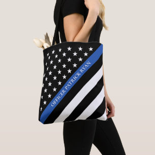 Thin Blue Line Police American Flag Monogram Draagtas