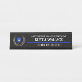 Thin Blue Line Police Badge Bureau Naambordje (Voorkant)