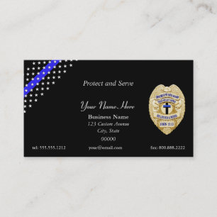 Thin Blue Line Police Chapla Badge Visitekaartje