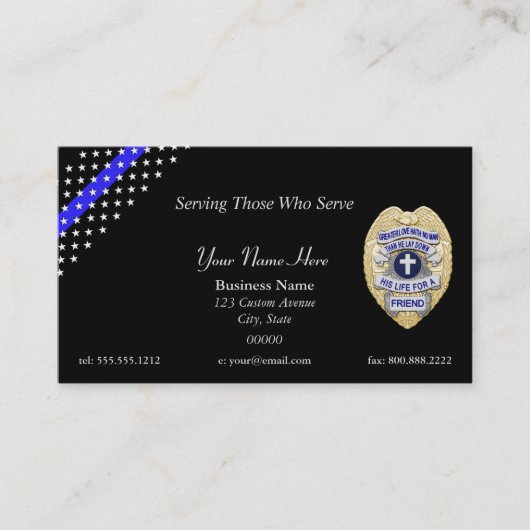 Thin Blue Line Police Chaplain Badge Visitekaartje (Voorkant)