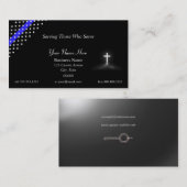 Thin Blue Line Police Chaplain Cross Visitekaartje (Voorkant / Achterkant)