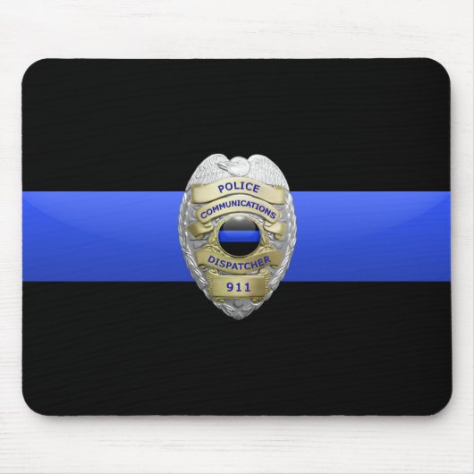 Thin Blue Line Police Dispatcher Badge Muismat (Voorkant)