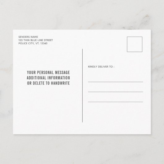 Thin Blue Line Police Enforcement Afstuderen Uitnodiging Briefkaart (Achterkant)