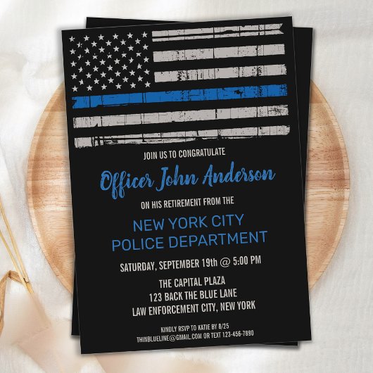 Thin Blue Line Police Enforcement Retirement Kaart