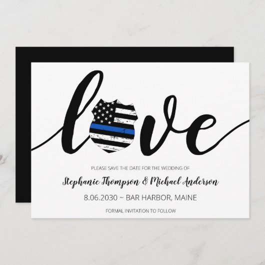 Thin Blue Line Police Enforcement Weduwen Save Save The Date (Voorkant / Achterkant)