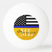 Thin Blue Line & Police flag Monogramed / Golden Pingpongballen (Voorkant)
