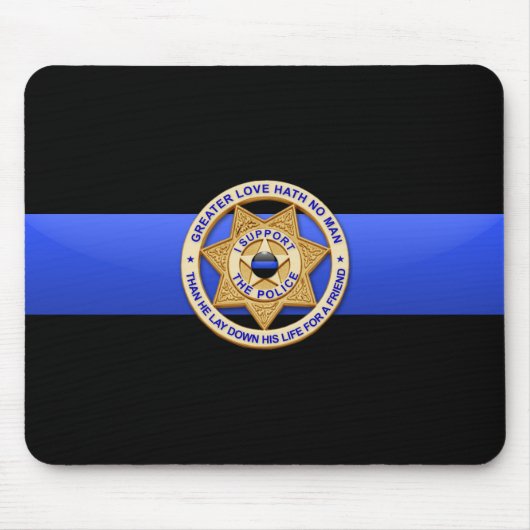 Thin Blue Line Police Greater Love Badge Muismat (Voorkant)