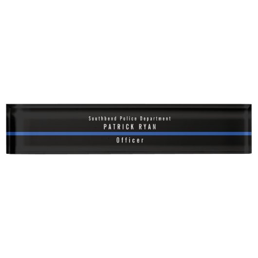 Thin Blue Line Police Moderne Monogram Naambordje (Voorkant)