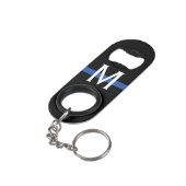 Thin Blue Line Police Monogram Mini Flessenopener (Achterkant Gekanteld)