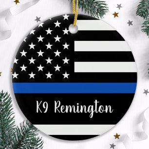 Thin Blue Line - Police Officer - American Flag Keramisch Ornament