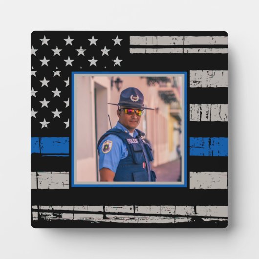 Thin Blue Line Police Officer Foto Fotoplaat (Voorkant)