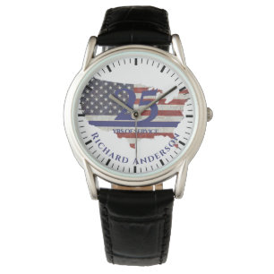 Thin Blue Line Police US FLAG Retirement Patriotic Horloge