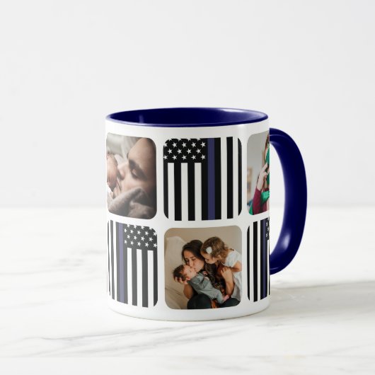 Thin Blue Line Policeman Photo Coffee Mok (Voorkant rechts)