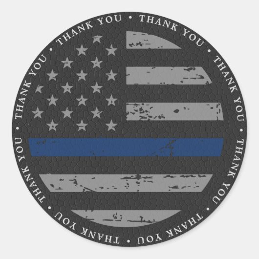 Thin Blue Line politie dank u Ronde Sticker (Voorkant)