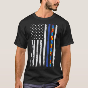 Thin Blue Line Politie Ondersteuning Autisme 4 jul T-shirt