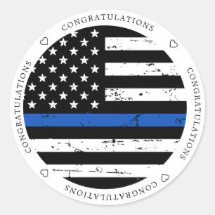 Thin Blue Line - Proficiat voor politiewerk Ronde Sticker