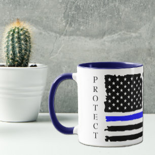 Thin Blue Line Protect and Serve Mok