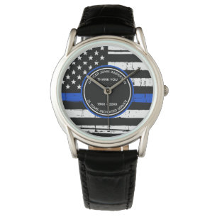 Thin Blue Line Retirement Gift Bedankt politie Horloge