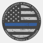 Thin Blue Line Retirement Police Gefeliciteerd Ronde Sticker (Voorkant)