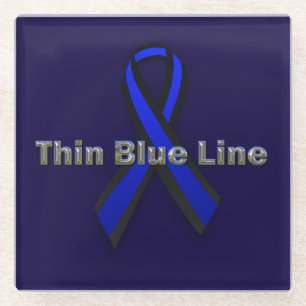 Thin Blue Line Ribbon Glazen Onderzetter