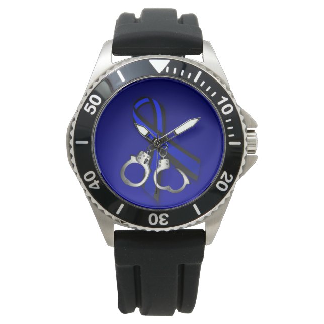 Thin Blue Line Ribbon Handboffs Horloge (Voorkant)