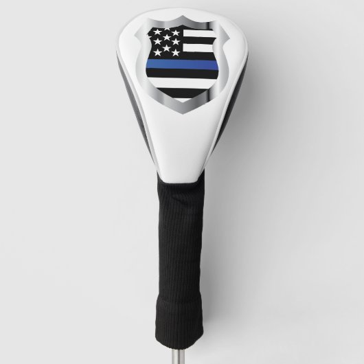 Thin Blue Line Shield Golf Club Hoesje Golfheadcover (Voorkant)