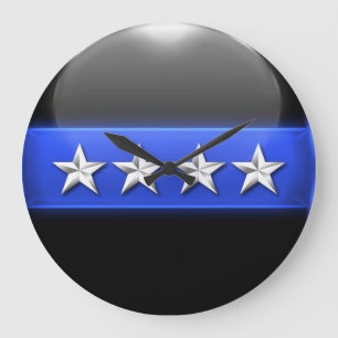 Thin Blue Line - Silver 4-Star Chief Rank Insignia Grote Klok
