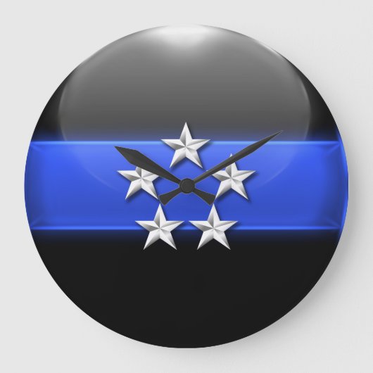 Thin Blue Line - Silver 5-Star Chief Rank Insignia Grote Klok (Voorkant)